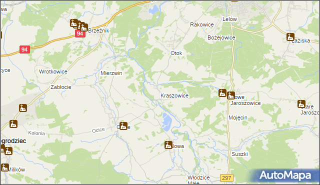 mapa Kraszowice, Kraszowice na mapie Targeo