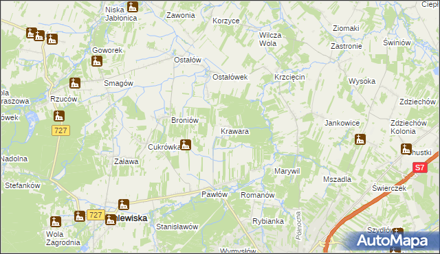 mapa Krawara, Krawara na mapie Targeo