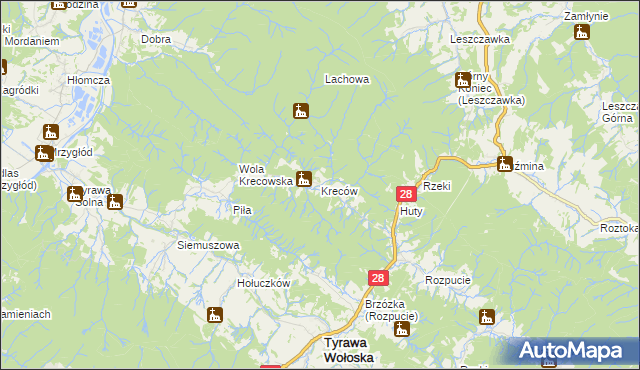 mapa Kreców, Kreców na mapie Targeo