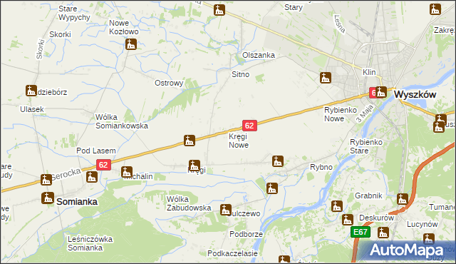 mapa Kręgi Nowe, Kręgi Nowe na mapie Targeo