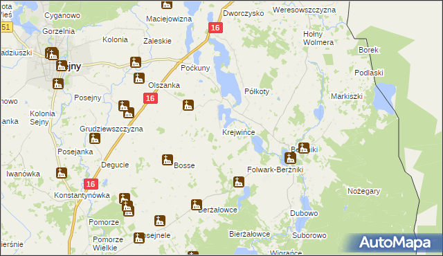 mapa Krejwińce, Krejwińce na mapie Targeo