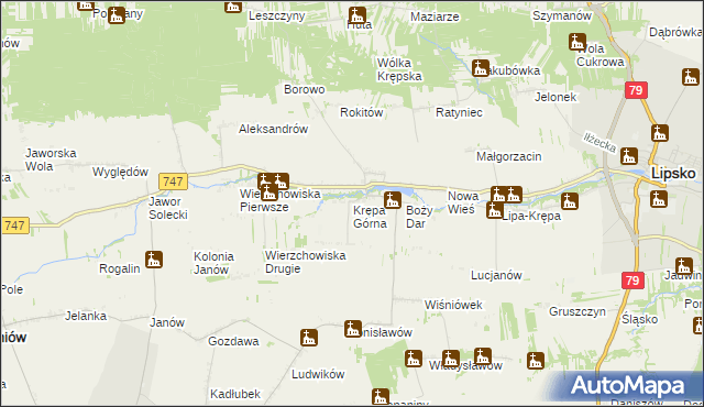 mapa Krępa Górna, Krępa Górna na mapie Targeo