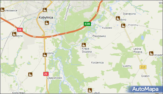 mapa Krępa Słupska, Krępa Słupska na mapie Targeo