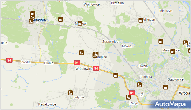 mapa Krępice gmina Miękinia, Krępice gmina Miękinia na mapie Targeo