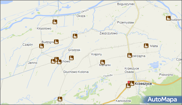 mapa Krępiny, Krępiny na mapie Targeo