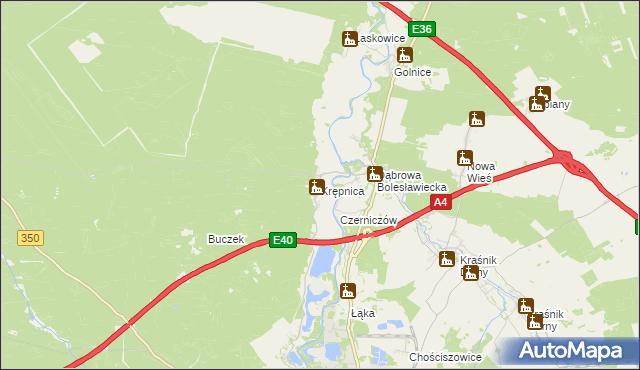 mapa Krępnica, Krępnica na mapie Targeo