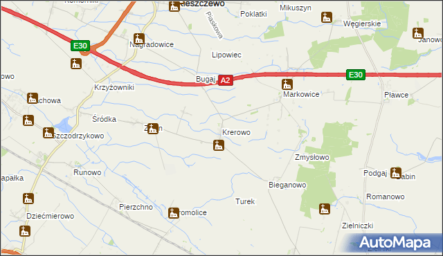 mapa Krerowo, Krerowo na mapie Targeo