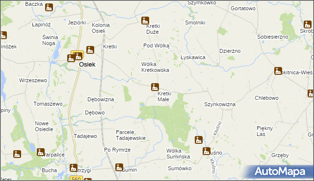 mapa Kretki Małe, Kretki Małe na mapie Targeo