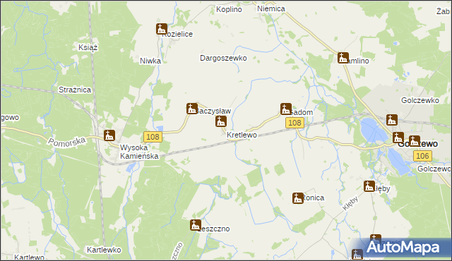 mapa Kretlewo, Kretlewo na mapie Targeo