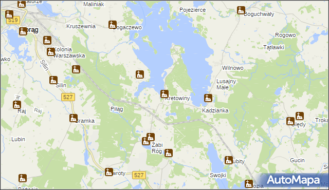mapa Kretowiny, Kretowiny na mapie Targeo