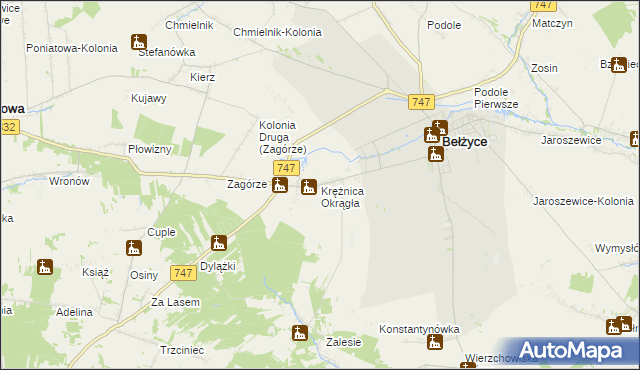 mapa Krężnica Okrągła, Krężnica Okrągła na mapie Targeo