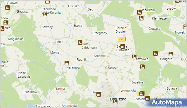 mapa Krężołek, Krężołek na mapie Targeo