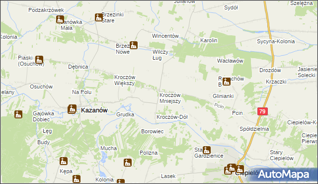 mapa Kroczów Mniejszy, Kroczów Mniejszy na mapie Targeo