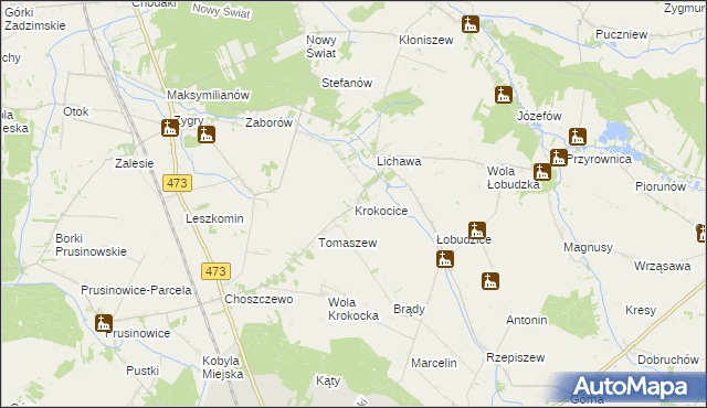 mapa Krokocice, Krokocice na mapie Targeo