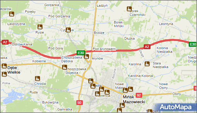 mapa Królewiec gmina Mińsk Mazowiecki, Królewiec gmina Mińsk Mazowiecki na mapie Targeo
