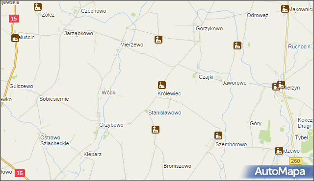 mapa Królewiec gmina Witkowo, Królewiec gmina Witkowo na mapie Targeo