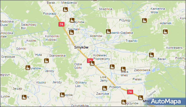 mapa Królewiec Poprzeczny, Królewiec Poprzeczny na mapie Targeo