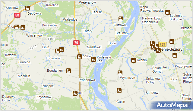 mapa Królewski Las gmina Góra Kalwaria, Królewski Las gmina Góra Kalwaria na mapie Targeo