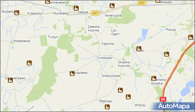 mapa Królikowo gmina Szubin, Królikowo gmina Szubin na mapie Targeo