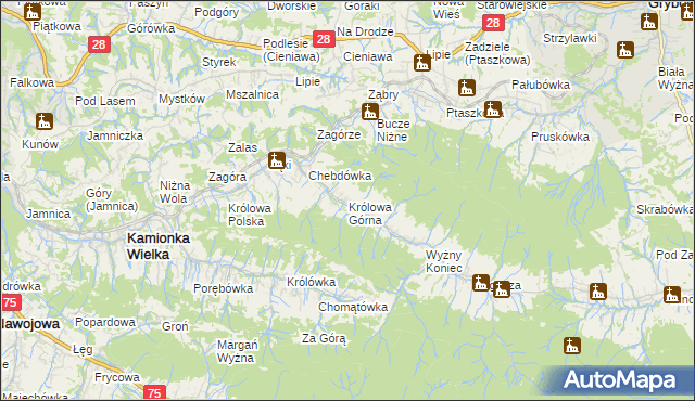 mapa Królowa Górna, Królowa Górna na mapie Targeo