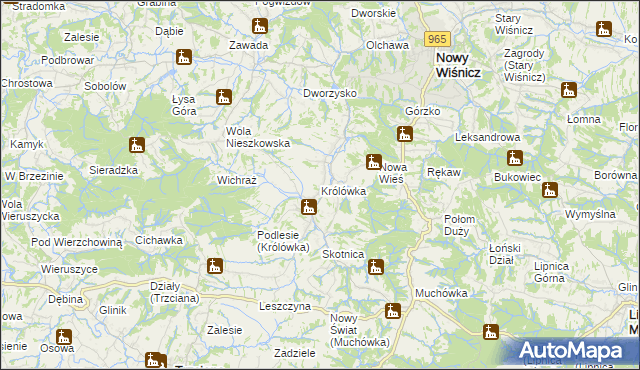 mapa Królówka gmina Nowy Wiśnicz, Królówka gmina Nowy Wiśnicz na mapie Targeo