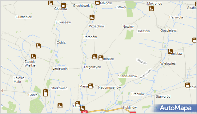 mapa Kromolice gmina Pogorzela, Kromolice gmina Pogorzela na mapie Targeo