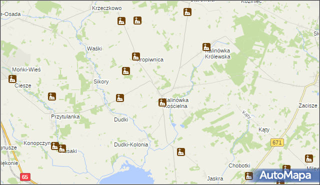 mapa Kropiwnica gmina Knyszyn, Kropiwnica gmina Knyszyn na mapie Targeo