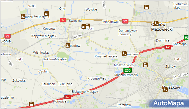 mapa Krosna-Parcela, Krosna-Parcela na mapie Targeo