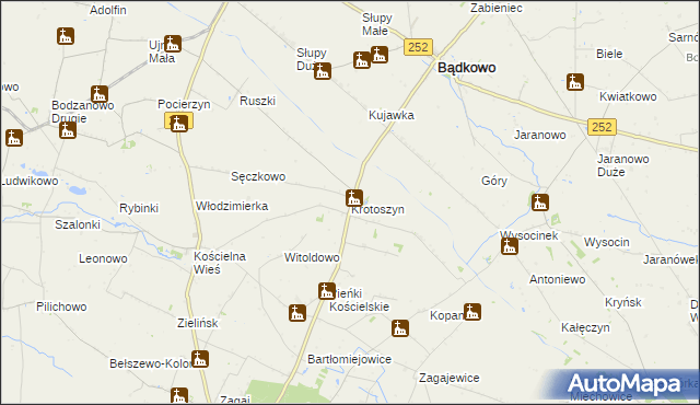 mapa Krotoszyn gmina Osięciny, Krotoszyn gmina Osięciny na mapie Targeo