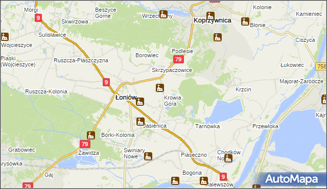 mapa Krowia Góra, Krowia Góra na mapie Targeo