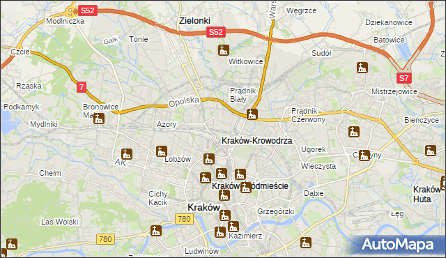 mapa Krowodrza, Krowodrza na mapie Targeo