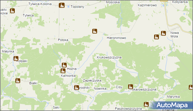 mapa Krukowszczyzna gmina Michałowo, Krukowszczyzna gmina Michałowo na mapie Targeo