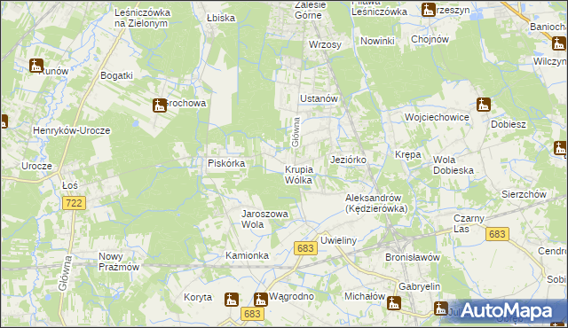 mapa Krupia Wólka, Krupia Wólka na mapie Targeo