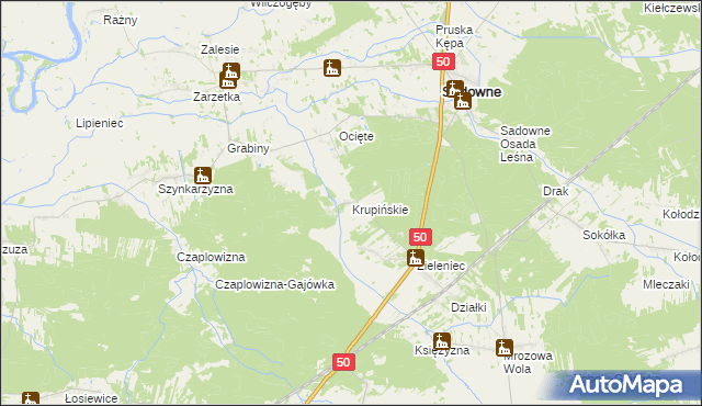 mapa Krupińskie, Krupińskie na mapie Targeo