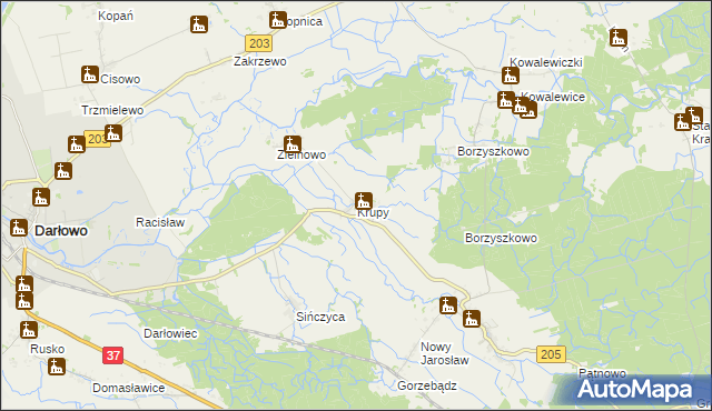 mapa Krupy gmina Darłowo, Krupy gmina Darłowo na mapie Targeo