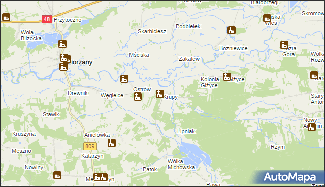 mapa Krupy gmina Michów, Krupy gmina Michów na mapie Targeo