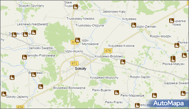 mapa Kruszewo-Brodowo, Kruszewo-Brodowo na mapie Targeo