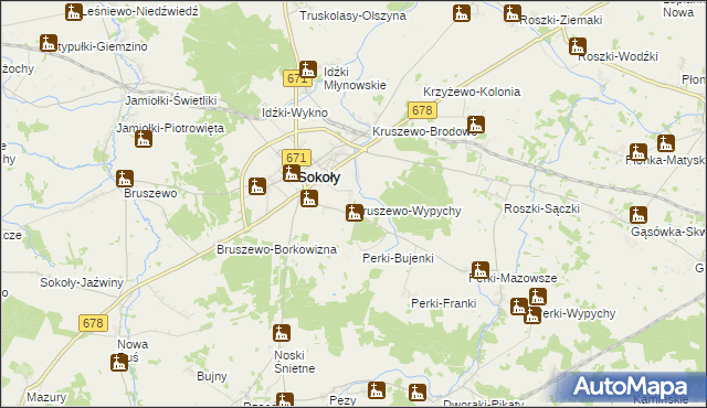 mapa Kruszewo-Wypychy, Kruszewo-Wypychy na mapie Targeo