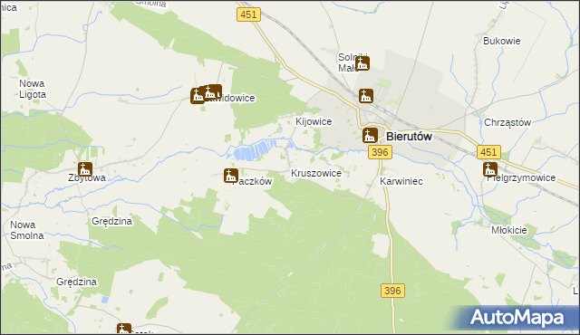 mapa Kruszowice, Kruszowice na mapie Targeo