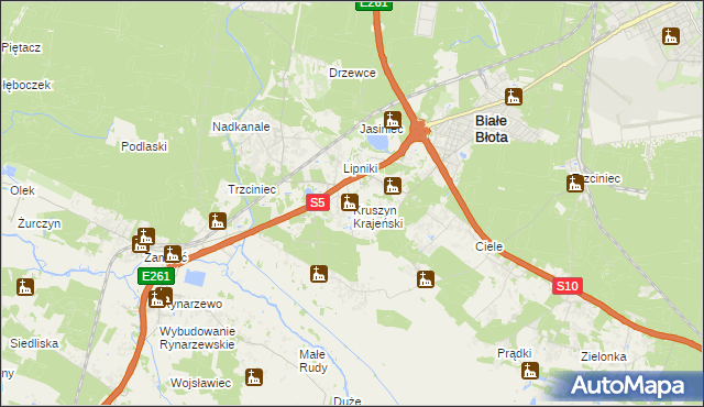 mapa Kruszyn Krajeński, Kruszyn Krajeński na mapie Targeo