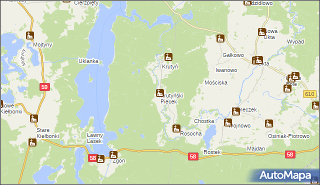mapa Krutyński Piecek, Krutyński Piecek na mapie Targeo