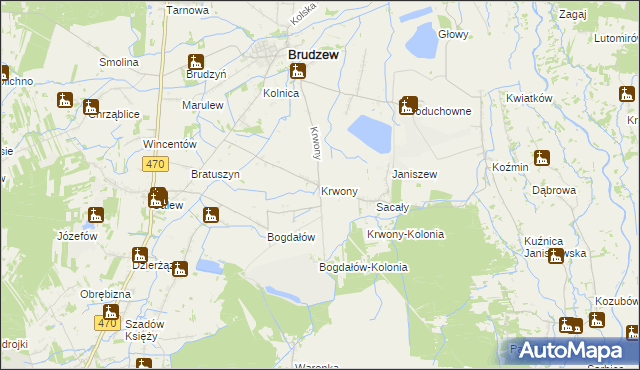 mapa Krwony, Krwony na mapie Targeo