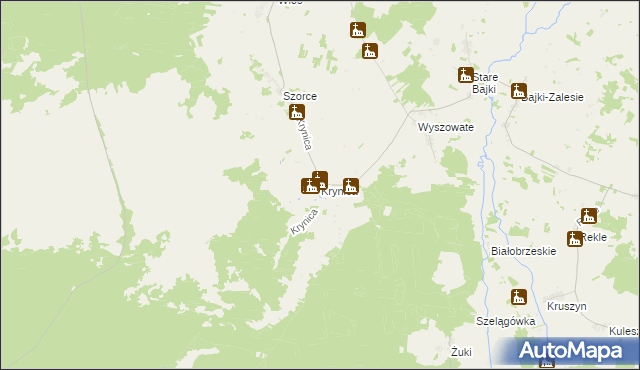 mapa Krynica gmina Trzcianne, Krynica gmina Trzcianne na mapie Targeo