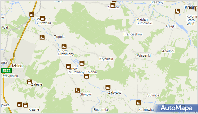 mapa Kryniczki, Kryniczki na mapie Targeo