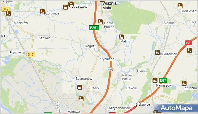 mapa Kryniczno gmina Wisznia Mała, Kryniczno gmina Wisznia Mała na mapie Targeo