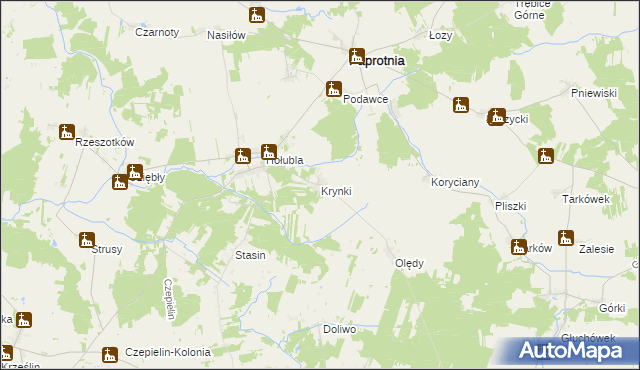 mapa Krynki gmina Paprotnia, Krynki gmina Paprotnia na mapie Targeo