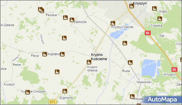 mapa Krypno Kościelne, Krypno Kościelne na mapie Targeo