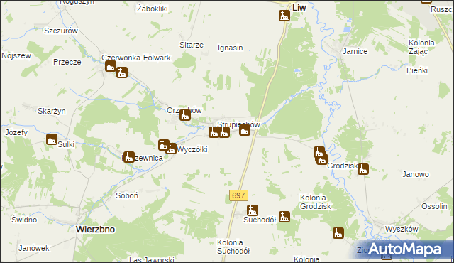 mapa Krypy gmina Wierzbno, Krypy gmina Wierzbno na mapie Targeo