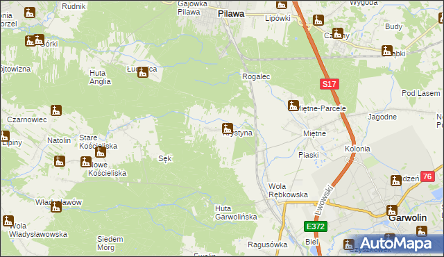 mapa Krystyna gmina Garwolin, Krystyna gmina Garwolin na mapie Targeo