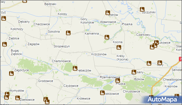mapa Krzczonów gmina Opatowiec, Krzczonów gmina Opatowiec na mapie Targeo